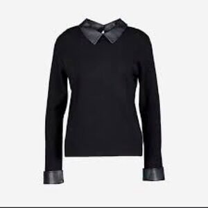 Sioni Black Top with Leather Accents